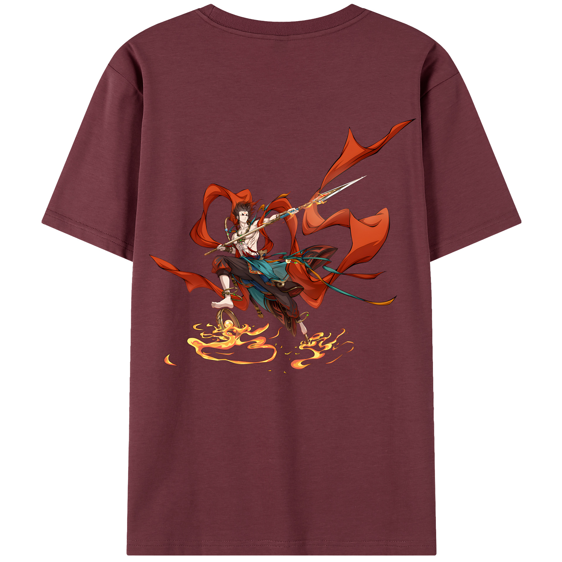 （画像用） Ne Zha 2 ナタ 魔童の大暴れ 綿100％半袖Tシャツ（背面プリント）